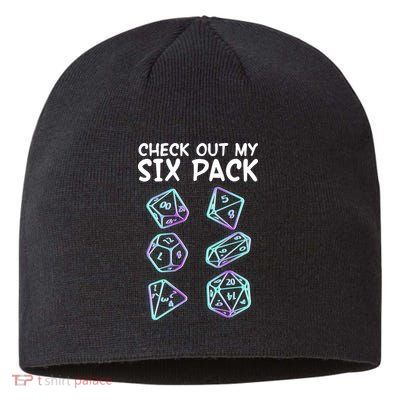 Check Out My Six Pack DND Dice Dungeons And Dragons Sustainable Beanie