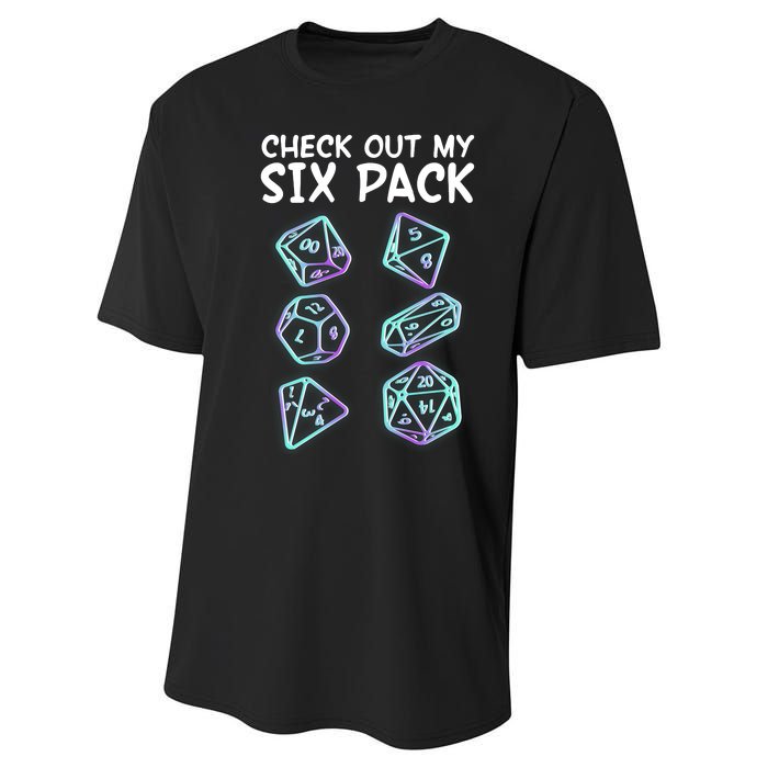 Check Out My Six Pack DND Dice Dungeons And Dragons Performance Sprint T-Shirt