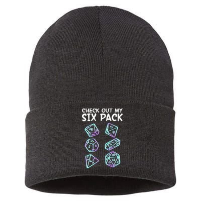 Check Out My Six Pack DND Dice Dungeons And Dragons Sustainable Knit Beanie