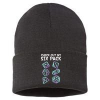 Check Out My Six Pack DND Dice Dungeons And Dragons Sustainable Knit Beanie