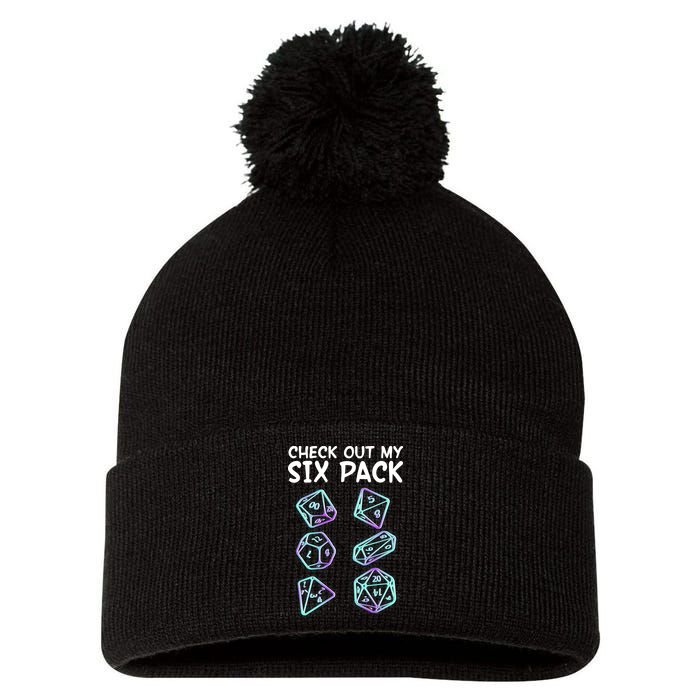 Check Out My Six Pack DND Dice Dungeons And Dragons Pom Pom 12in Knit Beanie