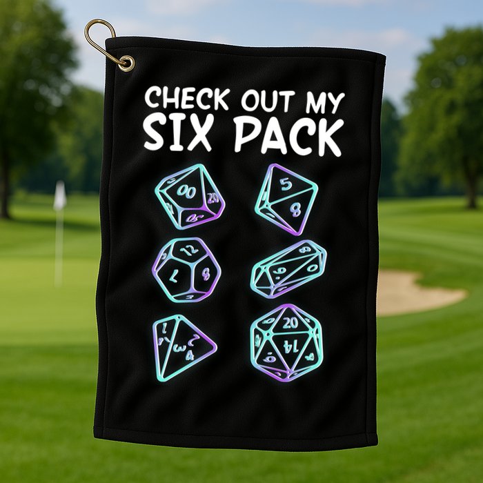 Check Out My Six Pack DND Dice Dungeons And Dragons Golf Towel