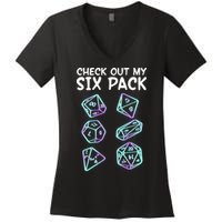 Check Out My Six Pack DND Dice Dungeons And Dragons Women's V-Neck T-Shirt