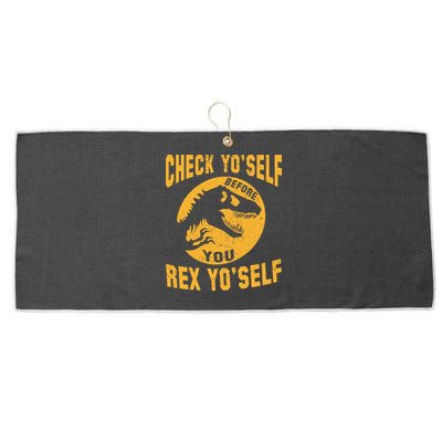Check Yo'Self Before You Rex Yo'Self Large Microfiber Waffle Golf Towel