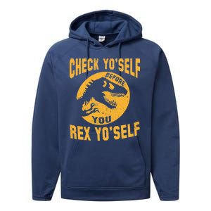 Check Yo'Self Before You Rex Yo'Self Performance Fleece Hoodie