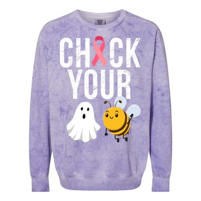 Check Your Boo Bees Breast Cancer Halloween Colorblast Crewneck Sweatshirt