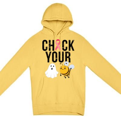 Check Your Boo Bees Breast Cancer Halloween Premium Pullover Hoodie