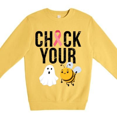 Check Your Boo Bees Breast Cancer Halloween Premium Crewneck Sweatshirt