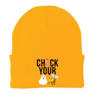 Check Your Boo Bees Breast Cancer Halloween Knit Cap Winter Beanie