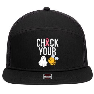 Check Your Boo Bees Breast Cancer Halloween 7 Panel Mesh Trucker Snapback Hat