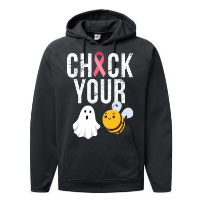 Check Your Boo Bees Breast Cancer Halloween Performance Fleece Hoodie