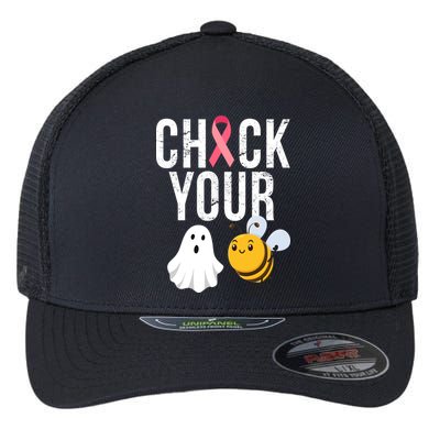 Check Your Boo Bees Breast Cancer Halloween Flexfit Unipanel Trucker Cap