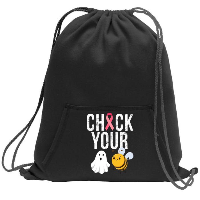 Check Your Boo Bees Breast Cancer Halloween Sweatshirt Cinch Pack Bag