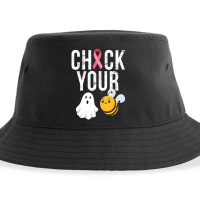 Check Your Boo Bees Breast Cancer Halloween Sustainable Bucket Hat