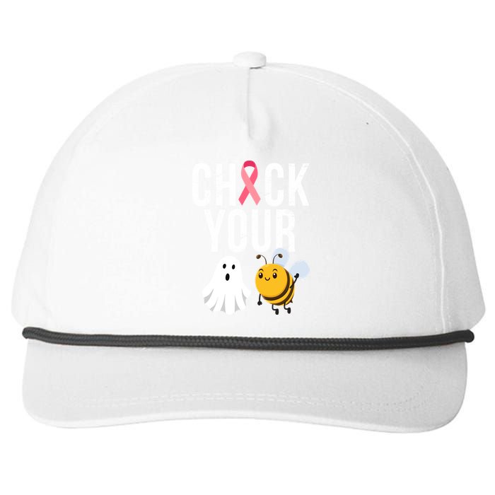 Check Your Boo Bees Breast Cancer Halloween Snapback Five-Panel Rope Hat