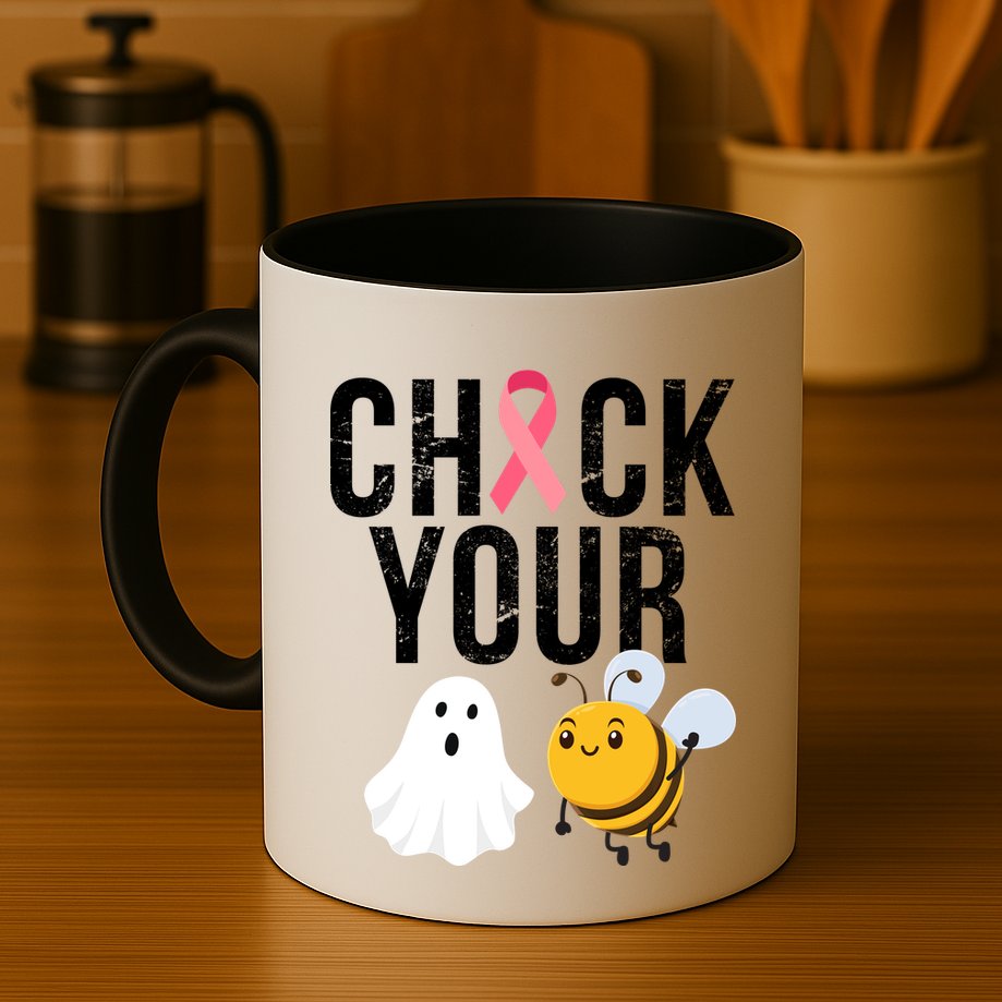 Check Your Boo Bees Breast Cancer Halloween Mug