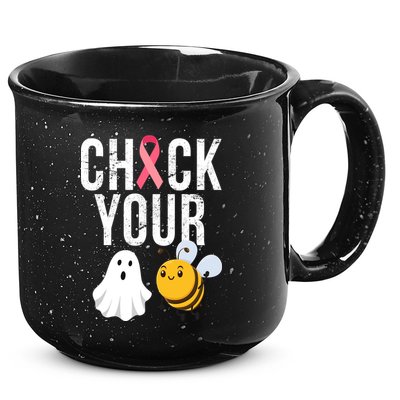 Check Your Boo Bees Breast Cancer Halloween 15oz Campfire Ceramic Mug