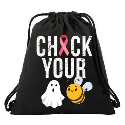 Check Your Boo Bees Breast Cancer Halloween Drawstring Bag