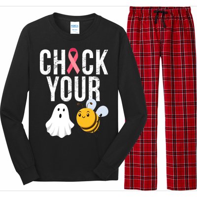 Check Your Boo Bees Breast Cancer Halloween Long Sleeve Pajama Set