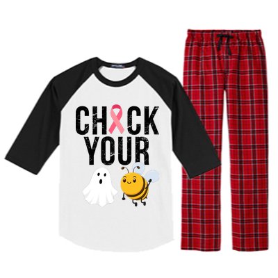 Check Your Boo Bees Breast Cancer Halloween Raglan Sleeve Pajama Set