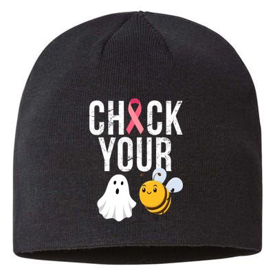 Check Your Boo Bees Breast Cancer Halloween Sustainable Beanie