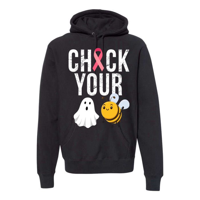 Check Your Boo Bees Breast Cancer Halloween Premium Hoodie