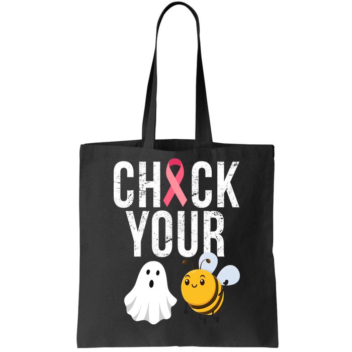 Check Your Boo Bees Breast Cancer Halloween Tote Bag