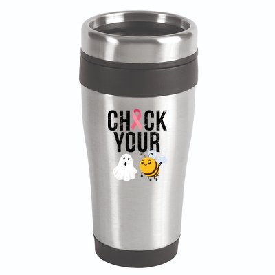 Check Your Boo Bees Breast Cancer Halloween 16oz Travel Tumbler