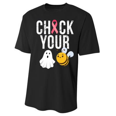 Check Your Boo Bees Breast Cancer Halloween Performance Sprint T-Shirt