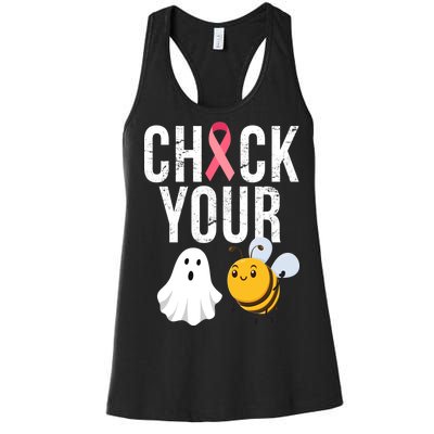 Check Your Boo Bees Breast Cancer Halloween Women's Racerback Tank