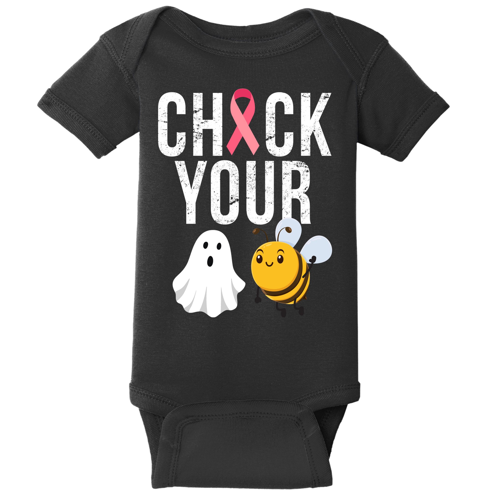 Check Your Boo Bees Breast Cancer Halloween Baby Bodysuit