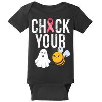 Check Your Boo Bees Breast Cancer Halloween Baby Bodysuit