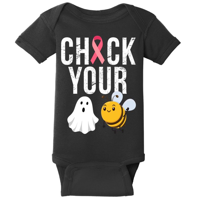 Check Your Boo Bees Breast Cancer Halloween Baby Bodysuit