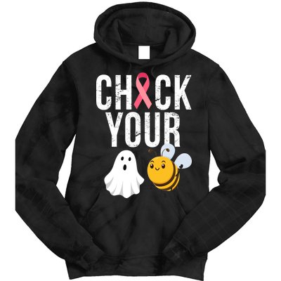 Check Your Boo Bees Breast Cancer Halloween Tie Dye Hoodie