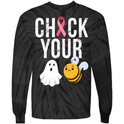 Check Your Boo Bees Breast Cancer Halloween Tie-Dye Long Sleeve Shirt