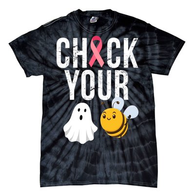 Check Your Boo Bees Breast Cancer Halloween Tie-Dye T-Shirt