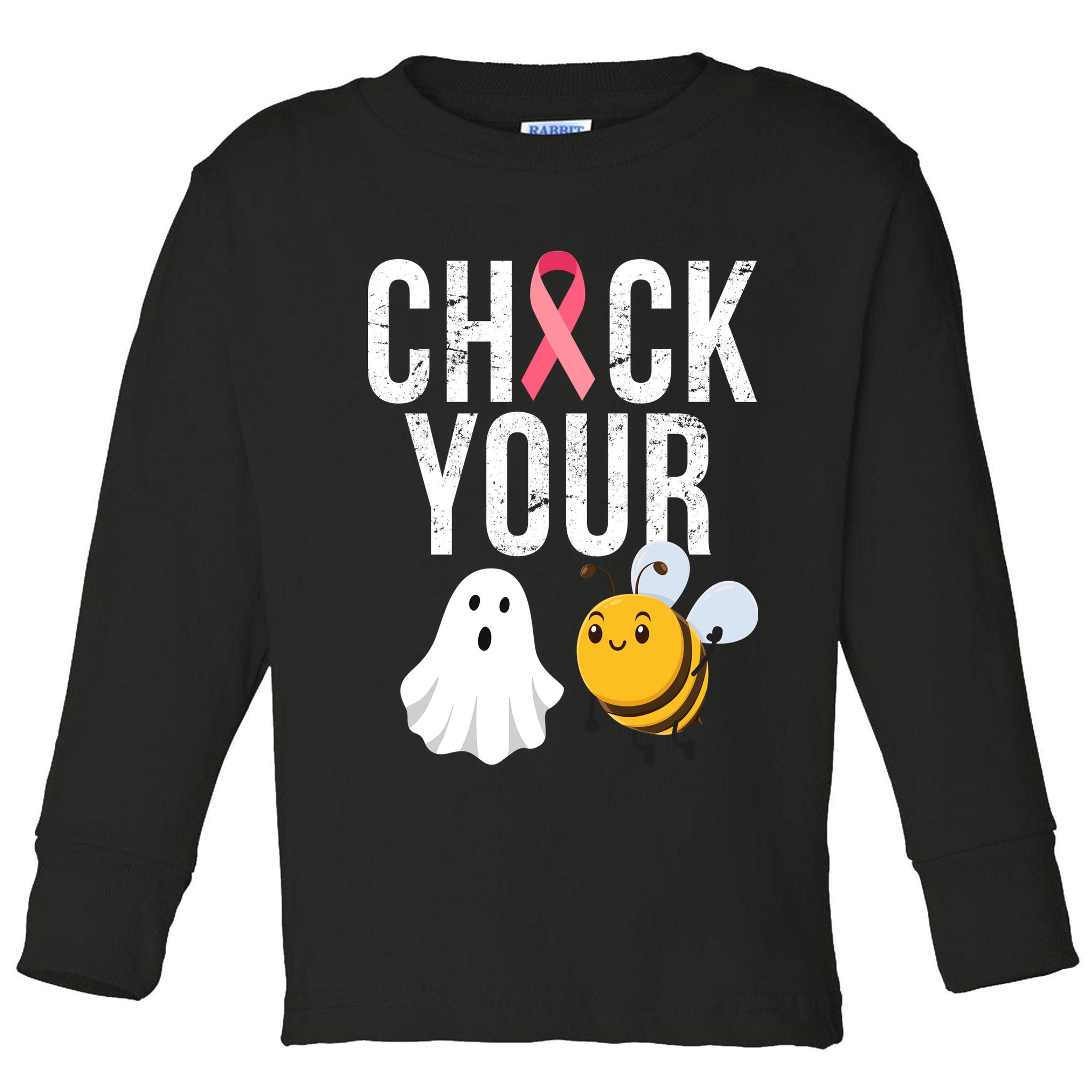 Check Your Boo Bees Breast Cancer Halloween Toddler Long Sleeve Shirt