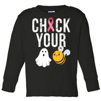 Check Your Boo Bees Breast Cancer Halloween Toddler Long Sleeve Shirt