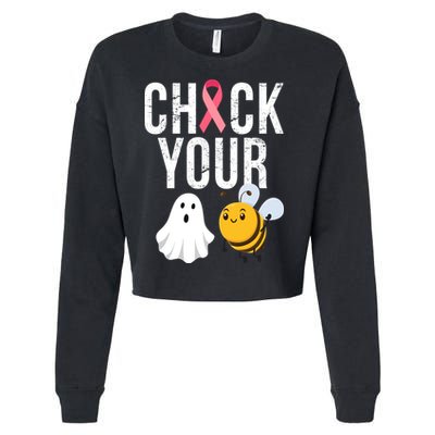 Check Your Boo Bees Breast Cancer Halloween Cropped Pullover Crew