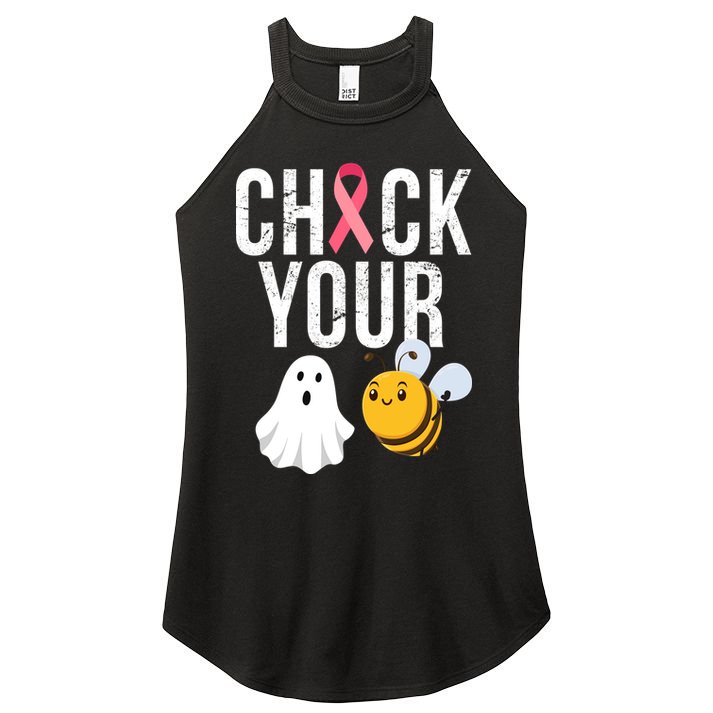 Check Your Boo Bees Breast Cancer Halloween Women's Perfect Tri Rocker Tank