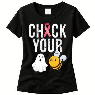 Check Your Boo Bees Breast Cancer Halloween Womens T-Shirt