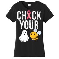 Check Your Boo Bees Breast Cancer Halloween Women's T-Shirt