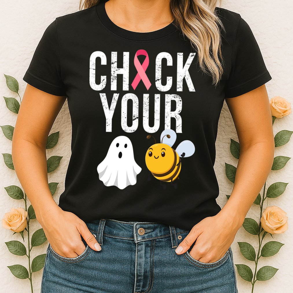 Check Your Boo Bees Breast Cancer Halloween Womens T-Shirt