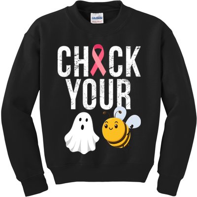 Check Your Boo Bees Breast Cancer Halloween Kids Sweatshirt