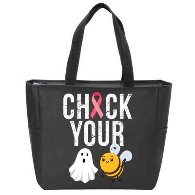 Check Your Boo Bees Breast Cancer Halloween Zip Tote Bag