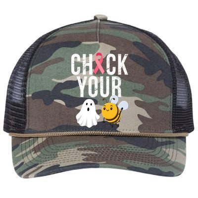 Check Your Boo Bees Breast Cancer Halloween Retro Rope Trucker Hat Cap