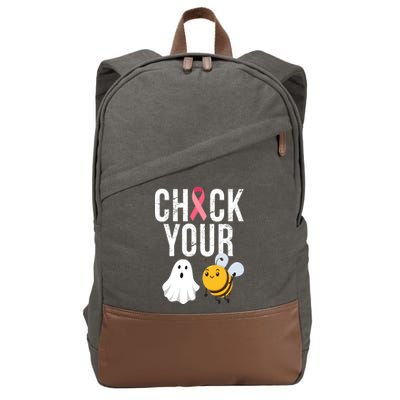 Check Your Boo Bees Breast Cancer Halloween Cotton Canvas Backpack