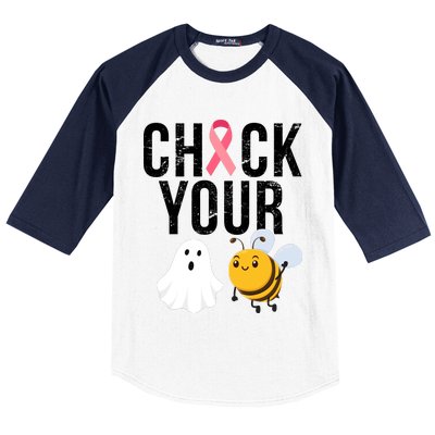 Check Your Boo Bees Breast Cancer Halloween Baseball Sleeve Shirt