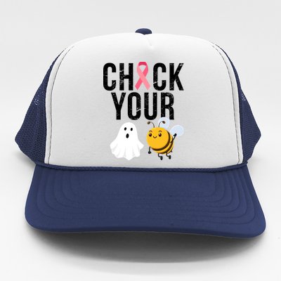 Check Your Boo Bees Breast Cancer Halloween Trucker Hat