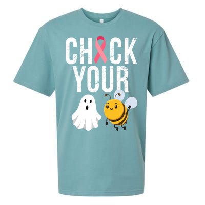 Check Your Boo Bees Breast Cancer Halloween Sueded Cloud Jersey T-Shirt